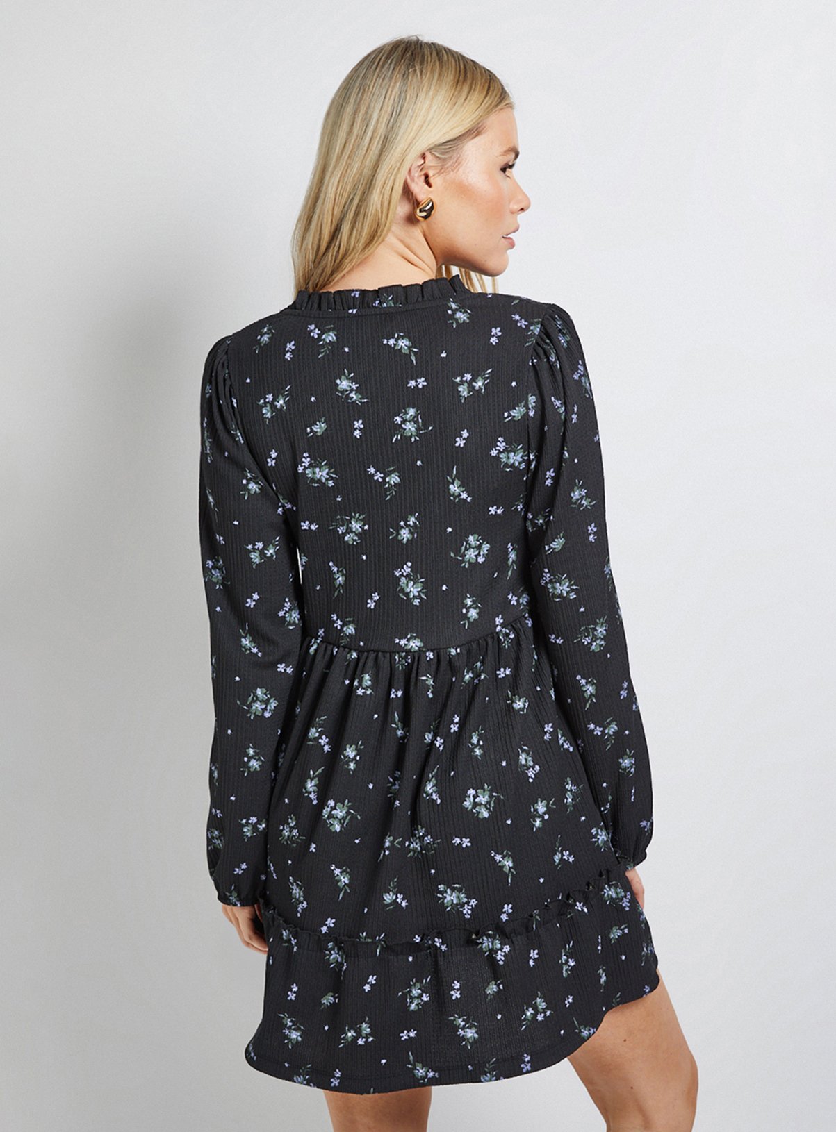 DOROTHY PERKINS Floral Tiered Scoop Neck Jersey Smock Mini Dress 12 - Image 3 thumbnail